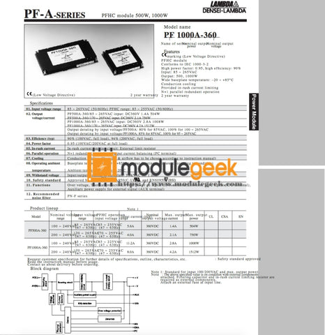1Pcs Power Supply Module Lambda Pf1000A-360 New 100% Best Price And Quality Assurance Module