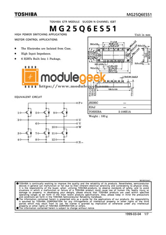 1PCS TOSHIBA MG25Q6ES51 POWER SUPPLY MODULE NEW 100% Best price and quality assurance